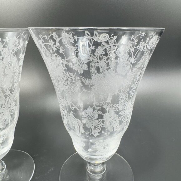 Vintage Viking Glass PRELUDE Etched Clear Footed Glasses Cups Tumblers Set 3 - Picture 3 of 11